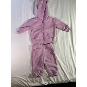 Jumping Beans Baby Girls 12M Softest Fleece Hoodie and Joggers Set Purple 2pc